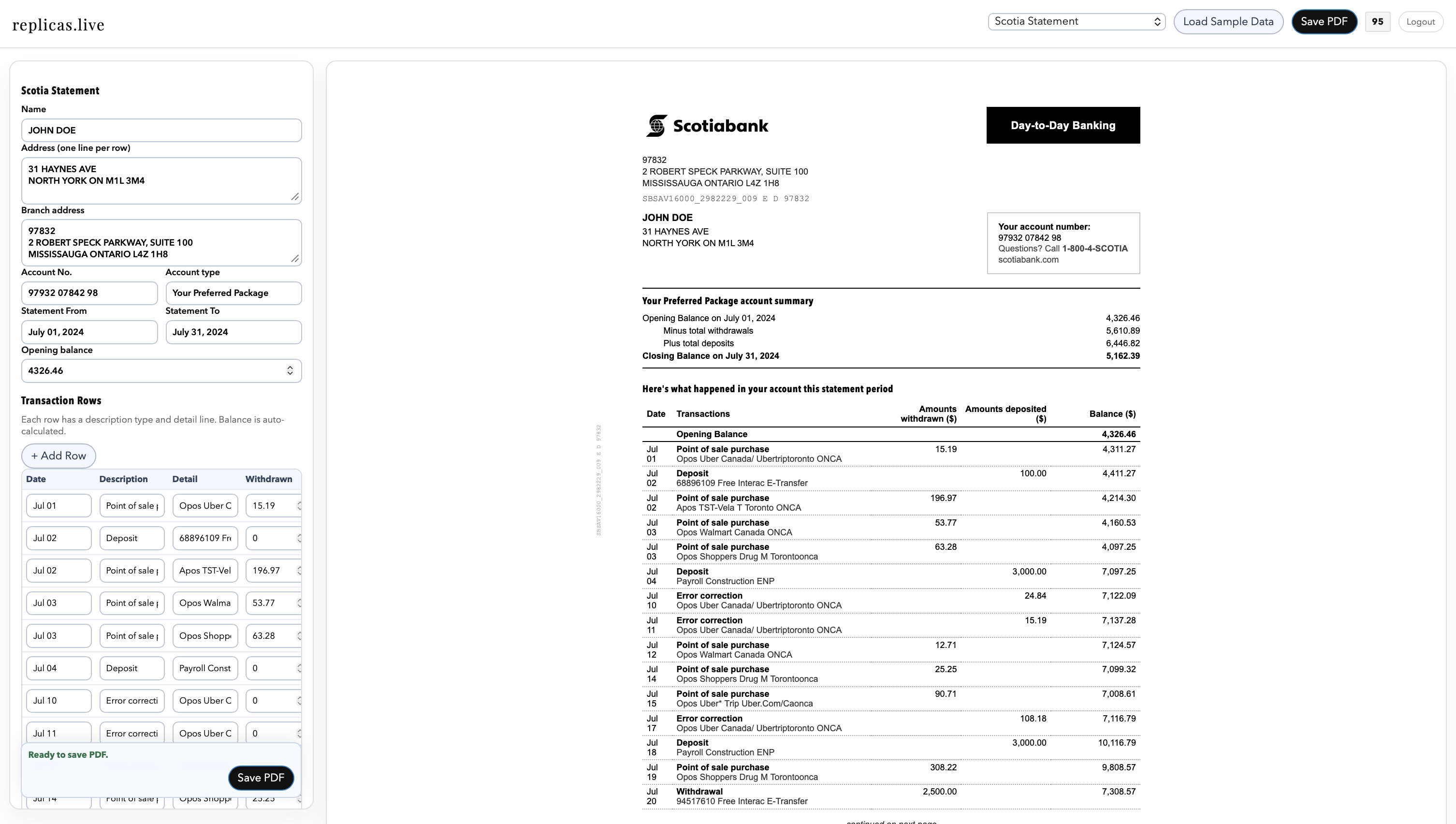 Scotiabank Statement Preview